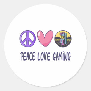 Sticker Rond Peace Love Gaming