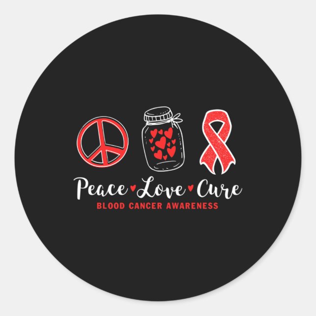 Sticker Rond peace love guérison cancer du sang conscience avec (Devant)