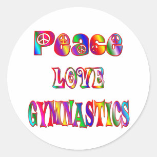 Sticker Rond Peace Love Gymnastique