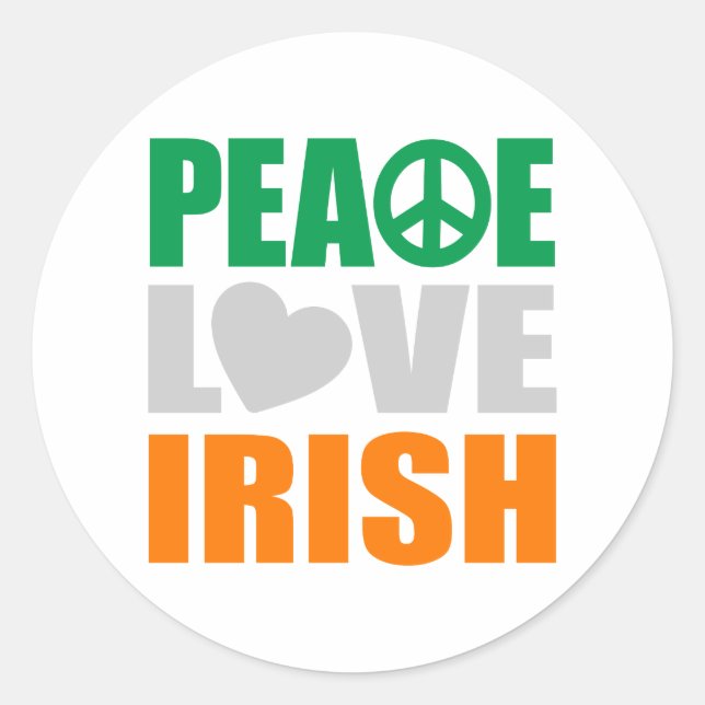 Sticker Rond Peace Love Irish (Devant)