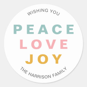 Sticker Rond Peace Love Joy Noël