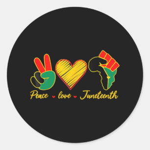 Sticker Rond Peace Love Junetten Black Pride Freedom 4th Of J