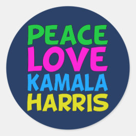 Sticker Rond Peace Love Kamala Harris