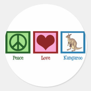 Sticker Rond Peace Love Kangaroo