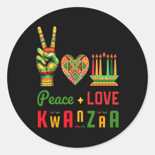 Sticker Rond Peace Love Kwanzaa Patrimoine africain Art culture