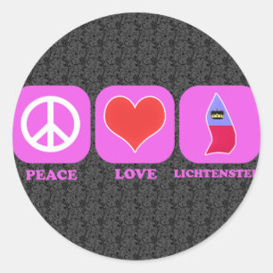Sticker Rond Peace Love Lichtenstein
