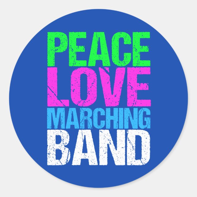 Sticker Rond Peace Love Marching (Devant)