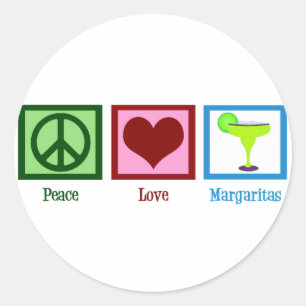 Sticker Rond Peace Love Margaritas