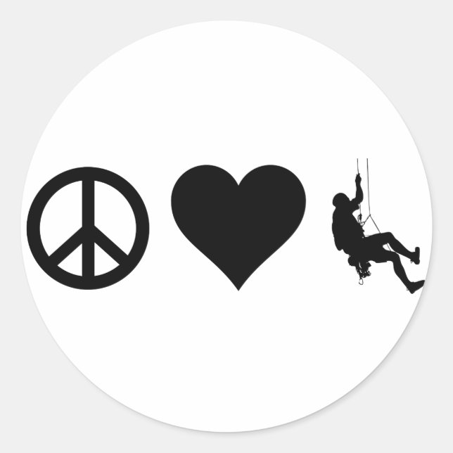 Sticker Rond Peace Love Mountain Escalade (Devant)