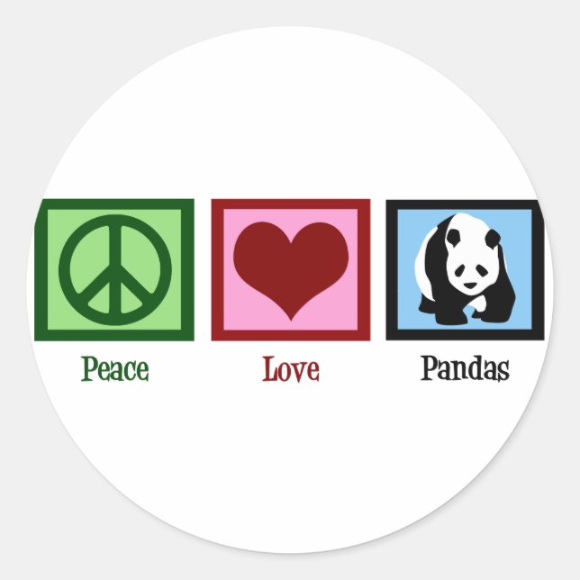 Sticker Rond Peace Love Pandas (Devant)