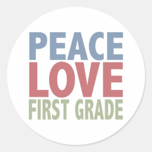 Sticker Rond Peace Love Première année