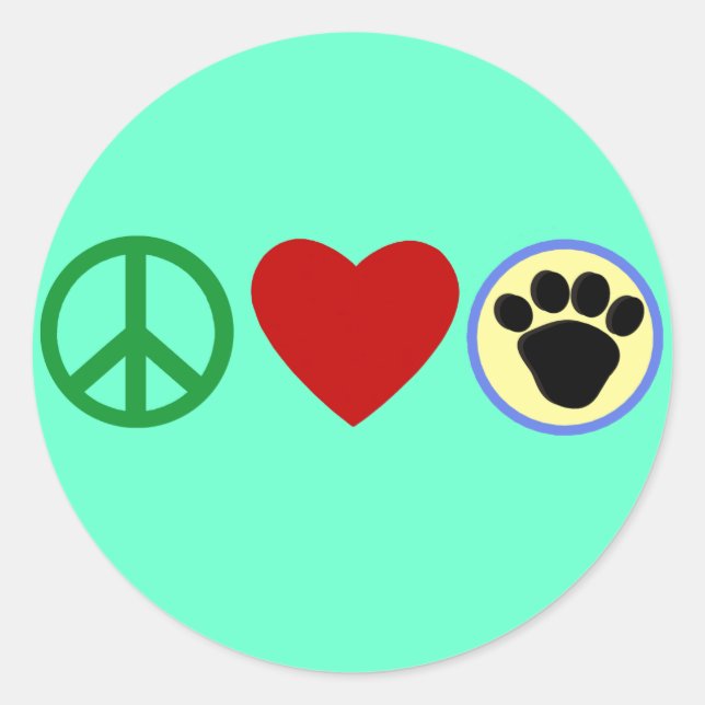 Sticker Rond Peace Love Puppy Paws T-shirts, Cadeaux (Devant)
