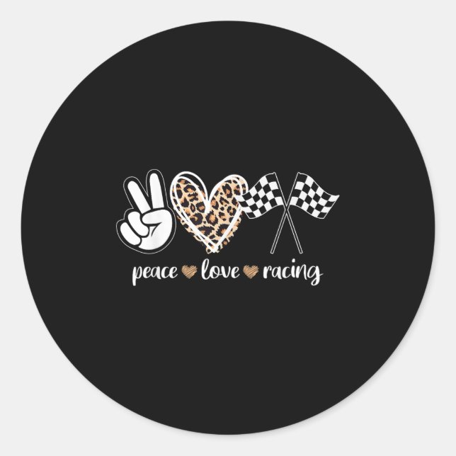 Sticker Rond Peace Love Racing  (Devant)