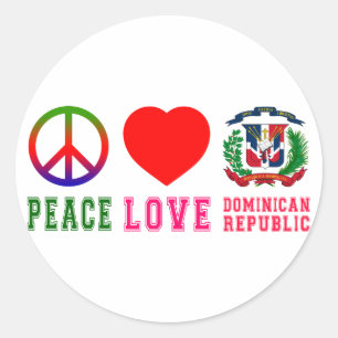 Sticker Rond Peace Love République Dominicaine
