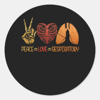 Sticker Rond Peace Love Respiratory Therapist Skeleton