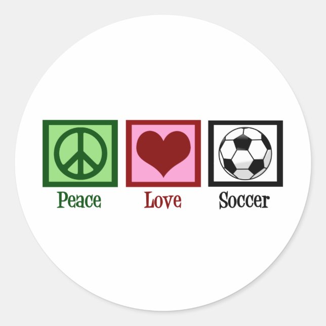 Sticker Rond Peace Love Soccer (Devant)