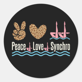 Sticker Rond Peace Love Synchro nage synchronisée