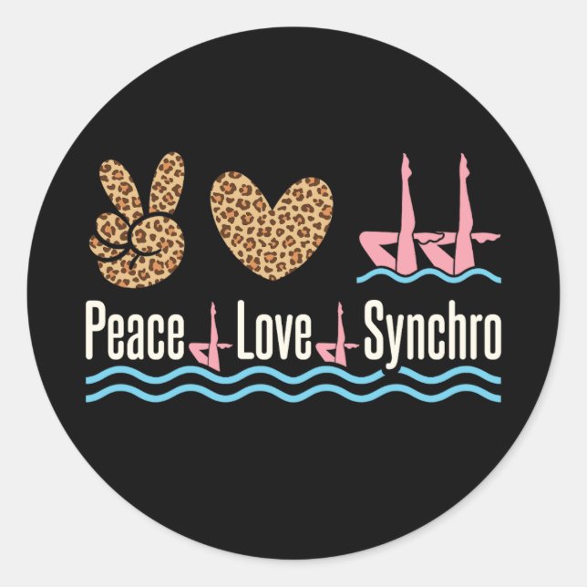 Sticker Rond Peace Love Synchro nage synchronisée (Devant)
