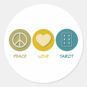 Sticker Rond Peace Love Tarot
