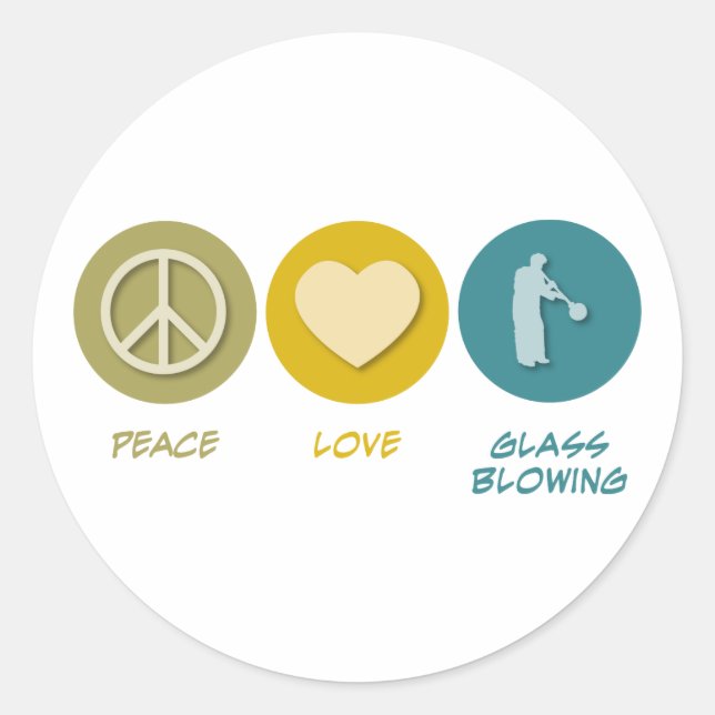 Sticker Rond Peace Love Verre souffle (Devant)