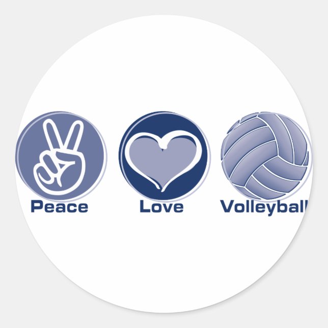 Sticker Rond Peace Love Volley (Devant)