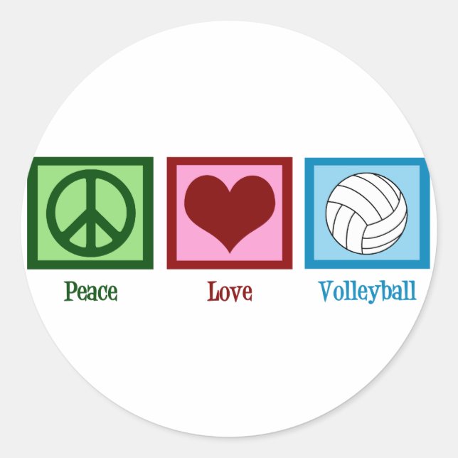 Sticker Rond Peace Love Volley (Devant)