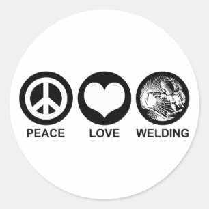Sticker Rond Peace Love Welding