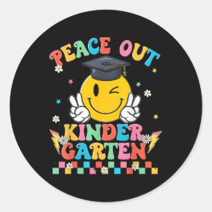 Sticker Rond Peace Out Maternelle Enseignant de Dernière journé