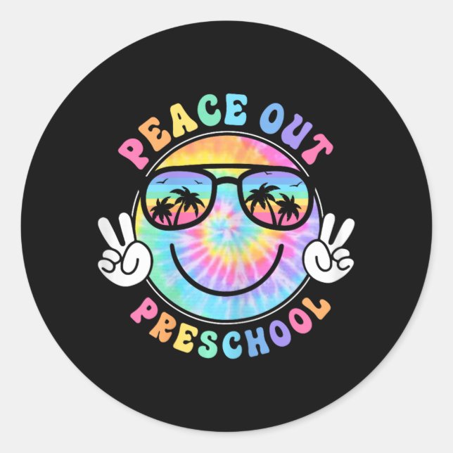 Sticker Rond Peace Out School 2024 Dernier Jour De L'École Été (Devant)