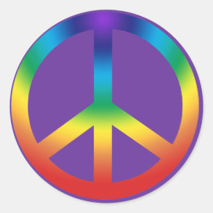 Sticker Rond Peace Sign à Rainbow colors