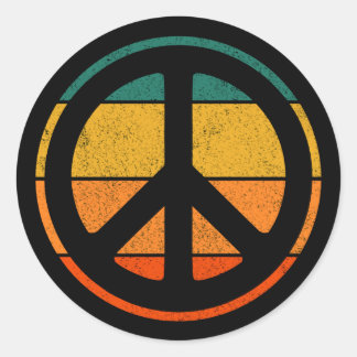 Sticker Rond Peace Sign Love 60s les années 70 Tye Die Hippie C