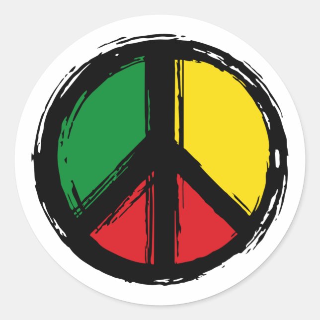 Sticker Rond Peace Symbol with reaggae colors (Devant)