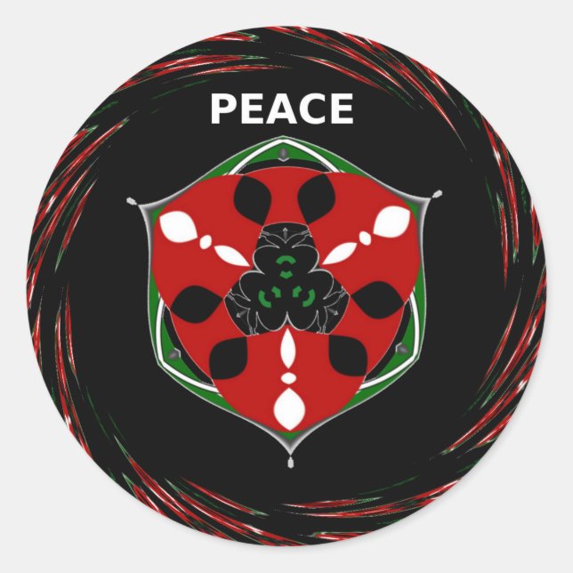 Sticker Rond "Peace : with Shield Emblem" (Devant)