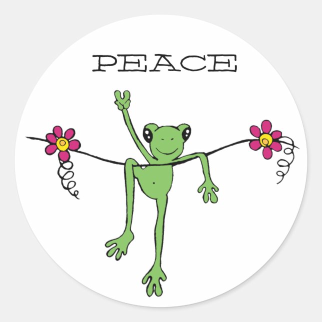 Sticker Rond PeaceFroggy, PAIX (Devant)