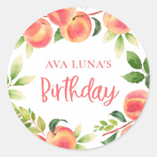 Sticker Rond Peach 1er fête d'anniversaire