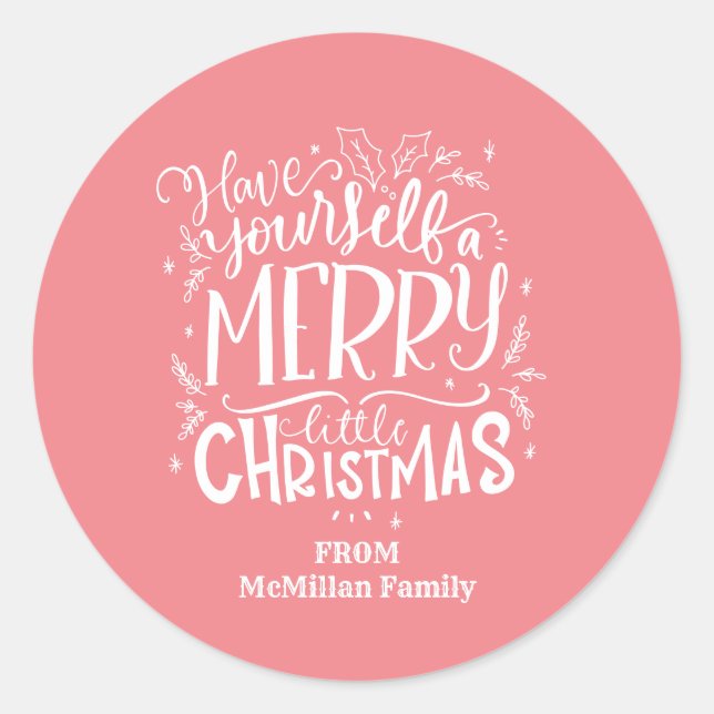 Sticker Rond Peach Ayez Un Joyeux Petit Noël (Devant)