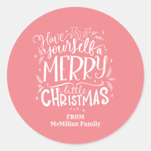 Sticker Rond Peach Ayez Un Joyeux Petit Noël