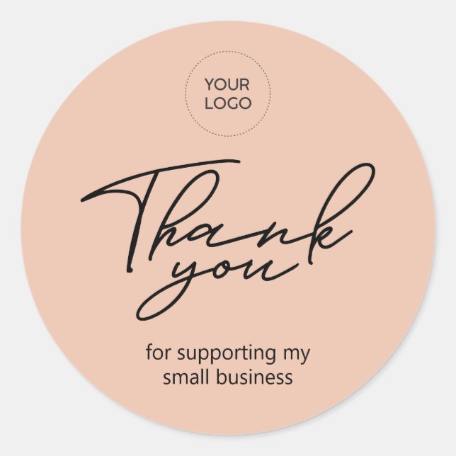 Sticker Rond Peach Business Merci package (Devant)