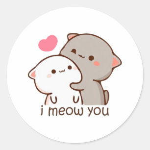 Sticker Rond Peach Et Goma Mochi Chat, Je Vous Connais