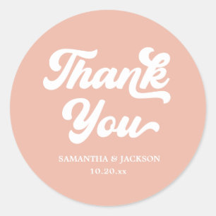 Sticker Rond Peach été Merci Mariage Faveur