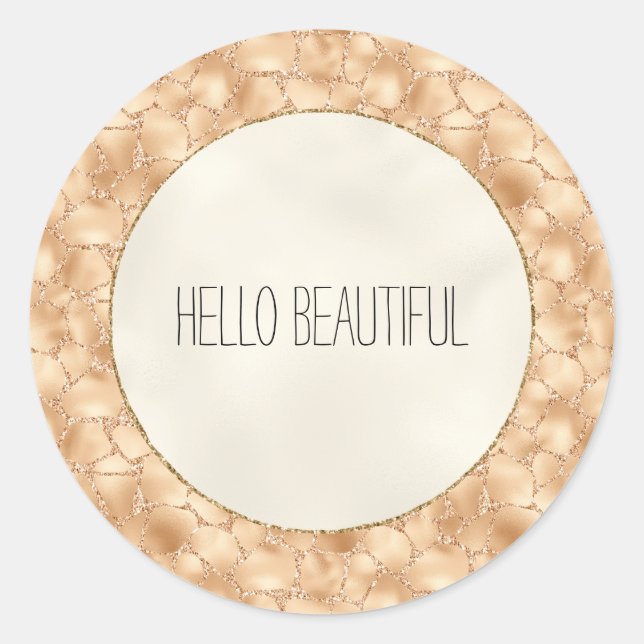 Sticker Rond Peach Gold Parties scintillant Glam Sparkle Giraff (Devant)