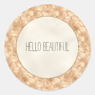 Sticker Rond Peach Gold Parties scintillant Glam Sparkle Giraff