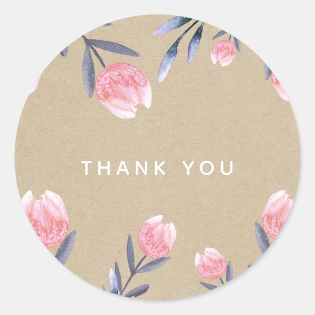 Sticker Rond Peach Spring Aquarelle Tulips Fête des mariées Fav (Devant)