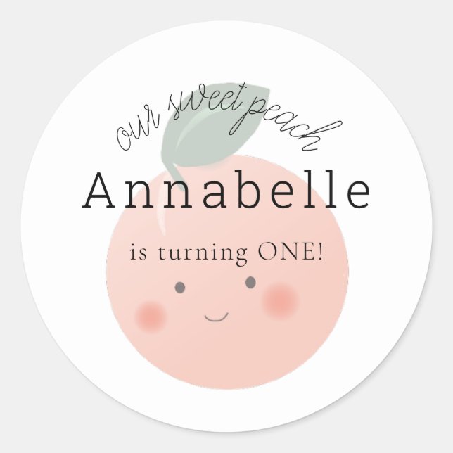 Sticker Rond Peaches & Crème Cute Kawaii Fille Anniversaire (Devant)