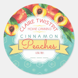 Sticker Rond Peaches tourte de remplissage confiture maison éti