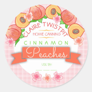 Sticker Rond Peaches tourte de remplissage confiture maison éti