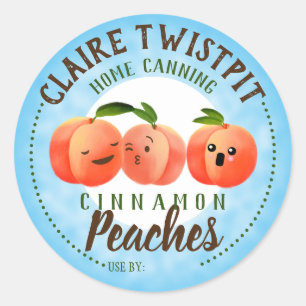 Sticker Rond Peaches tourte de remplissage confiture maison éti