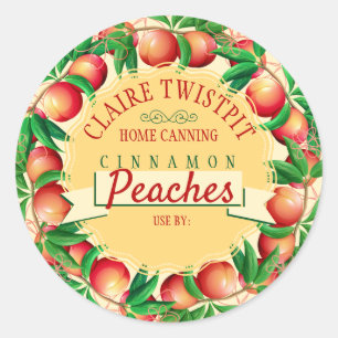 Sticker Rond Peaches tourte de remplissage confiture maison éti