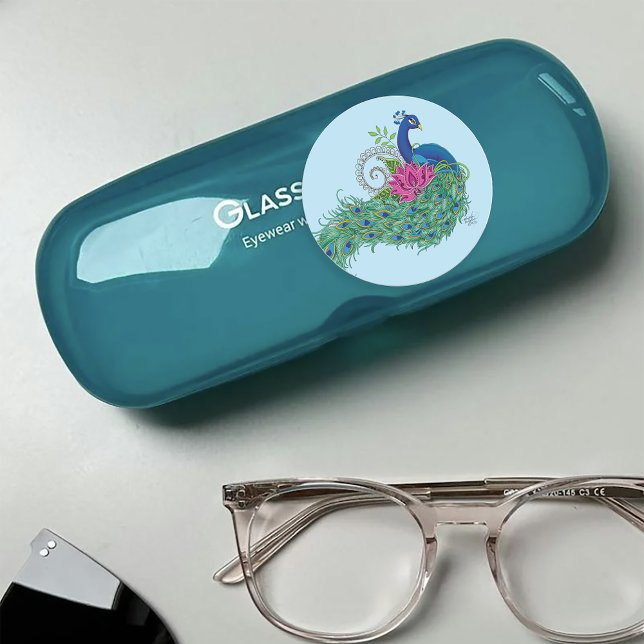 Sticker Rond Peacock Blue Lotus Fleur Henné (Créateur téléchargé)