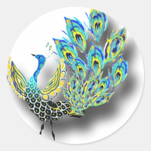 Sticker Rond Peacock dansant